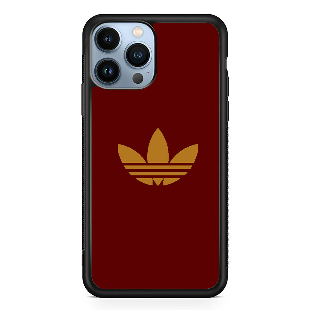 Adidas Simple Maroon Gold iPhone 15 Pro Max Case