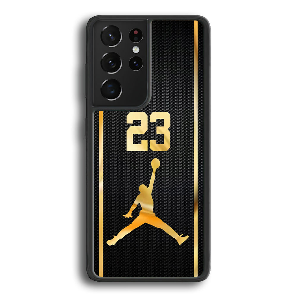 Air Jordan Carbon Stripe Gold Samsung Galaxy S23 Ultra Case - Ezzystore