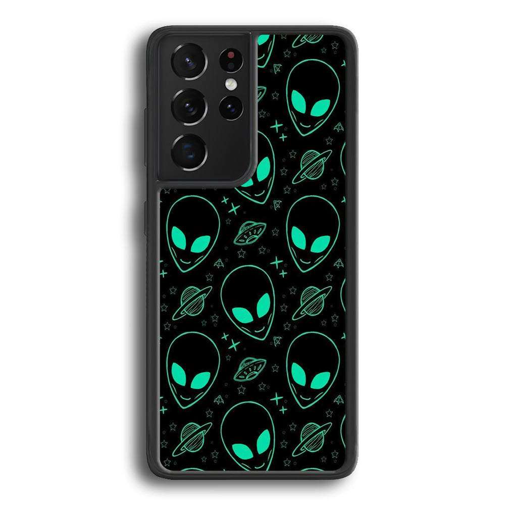 Alien Green Doodle Samsung Galaxy S22 Ultra Case - Ezzystore