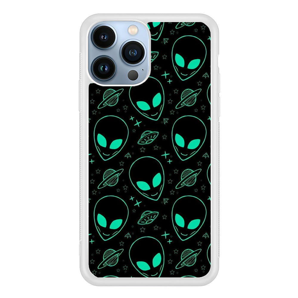 Alien Green Doodle iPhone 14 Pro Case