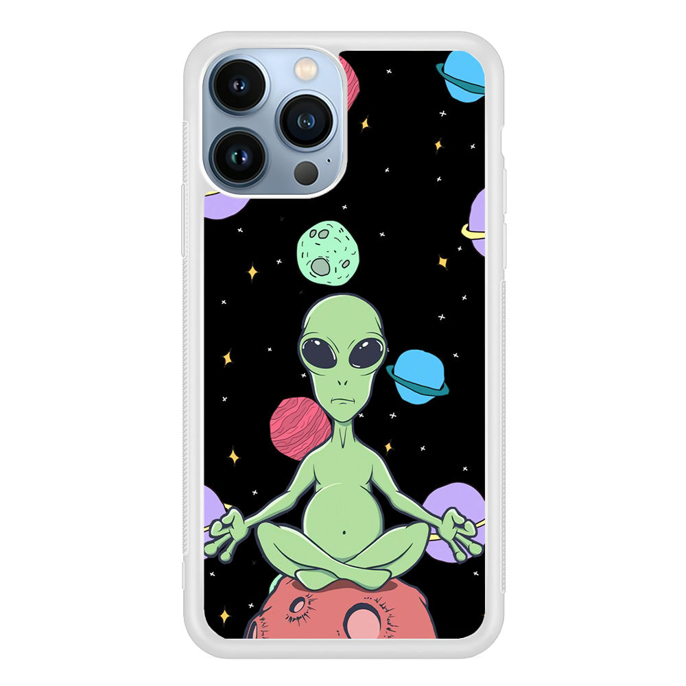 Alien Yoga Style On Space iPhone 15 Pro Case