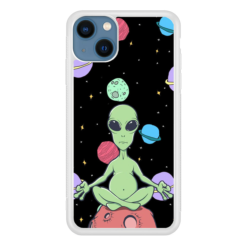 Alien Yoga Style On Space iPhone 15 Plus Case