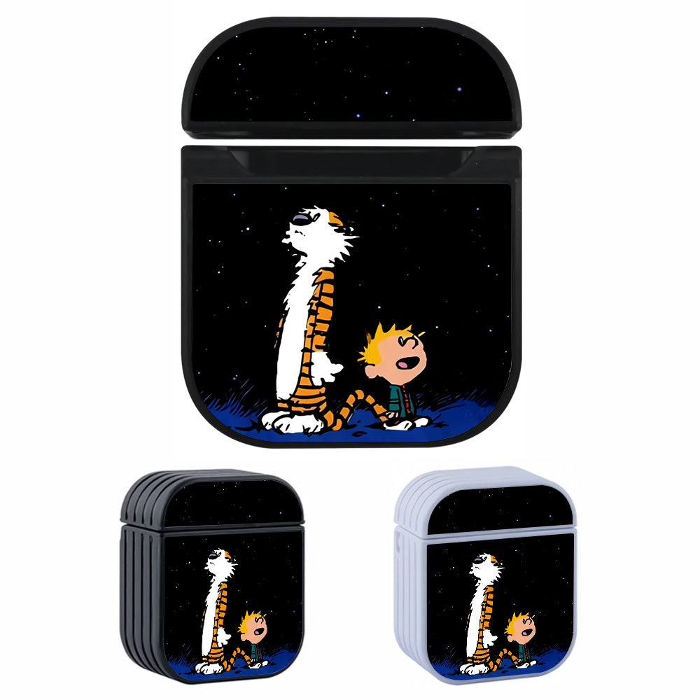 Calvin and Hobbes Looks at The Stars Hard Plastic Case Cover For Apple Airpods
