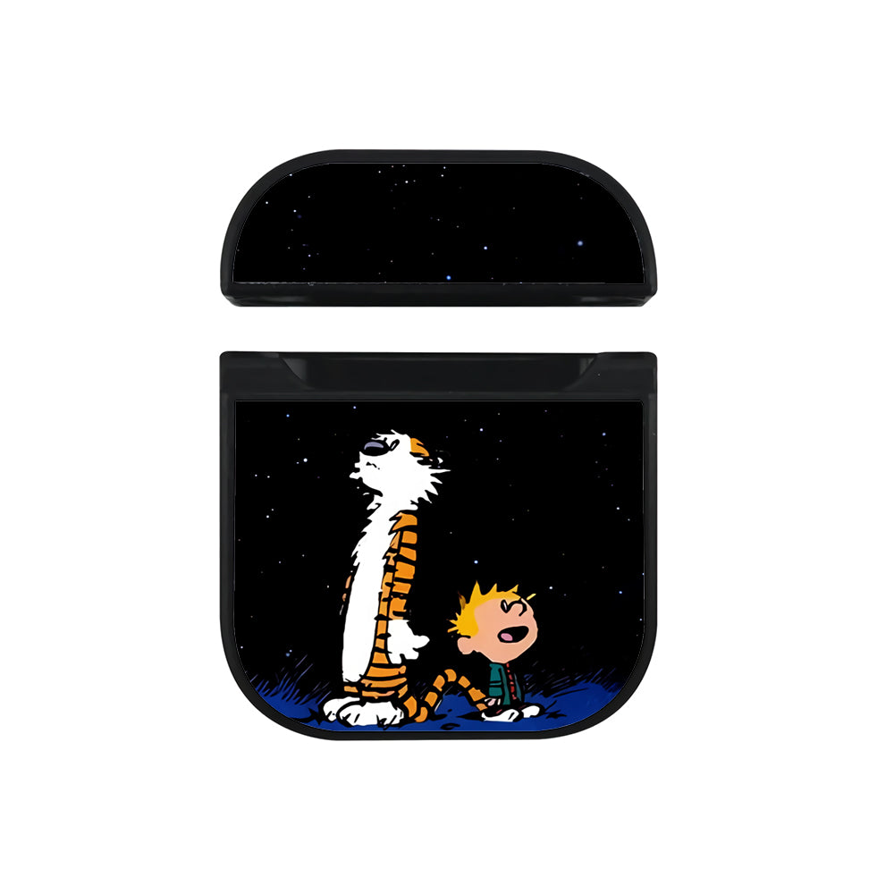 Calvin and Hobbes Looks at The Stars Hard Plastic Case Cover For Apple Airpods