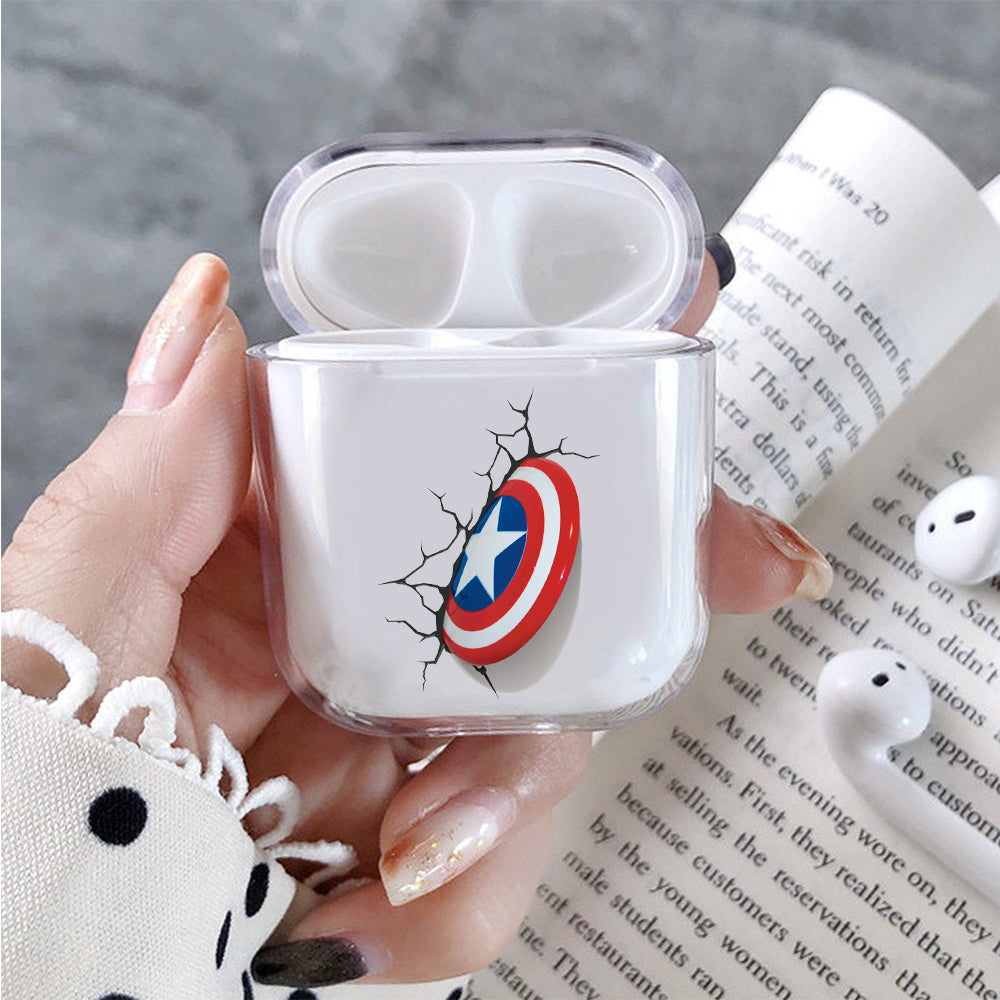 Captain America's Shield 3D Protective Clear Case Cover For Apple Airpods