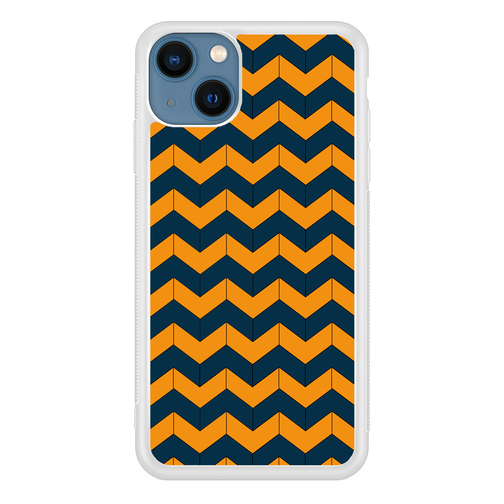 Chevron Arrow Blue Navy Orange iPhone 15 Plus Case