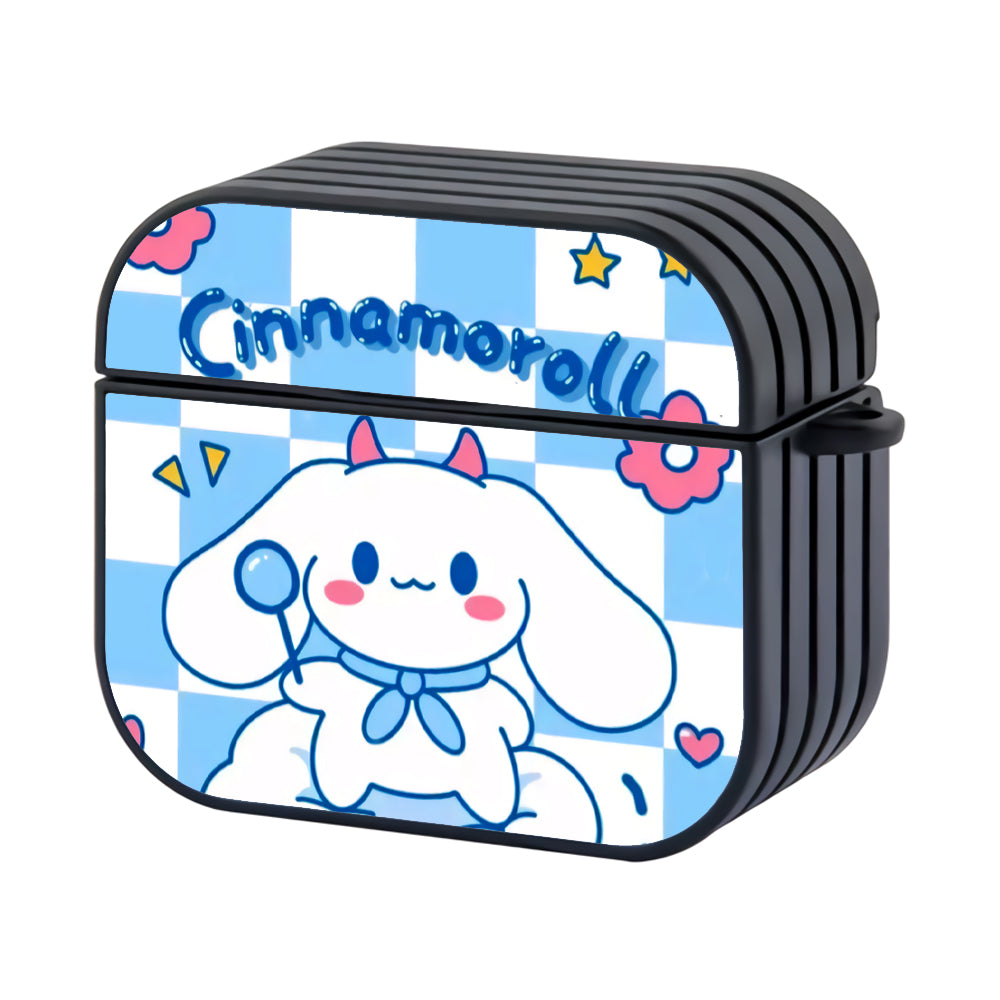 Cinnamoroll Blue Square Hard Plastic Case Cover For Apple Airpods 3