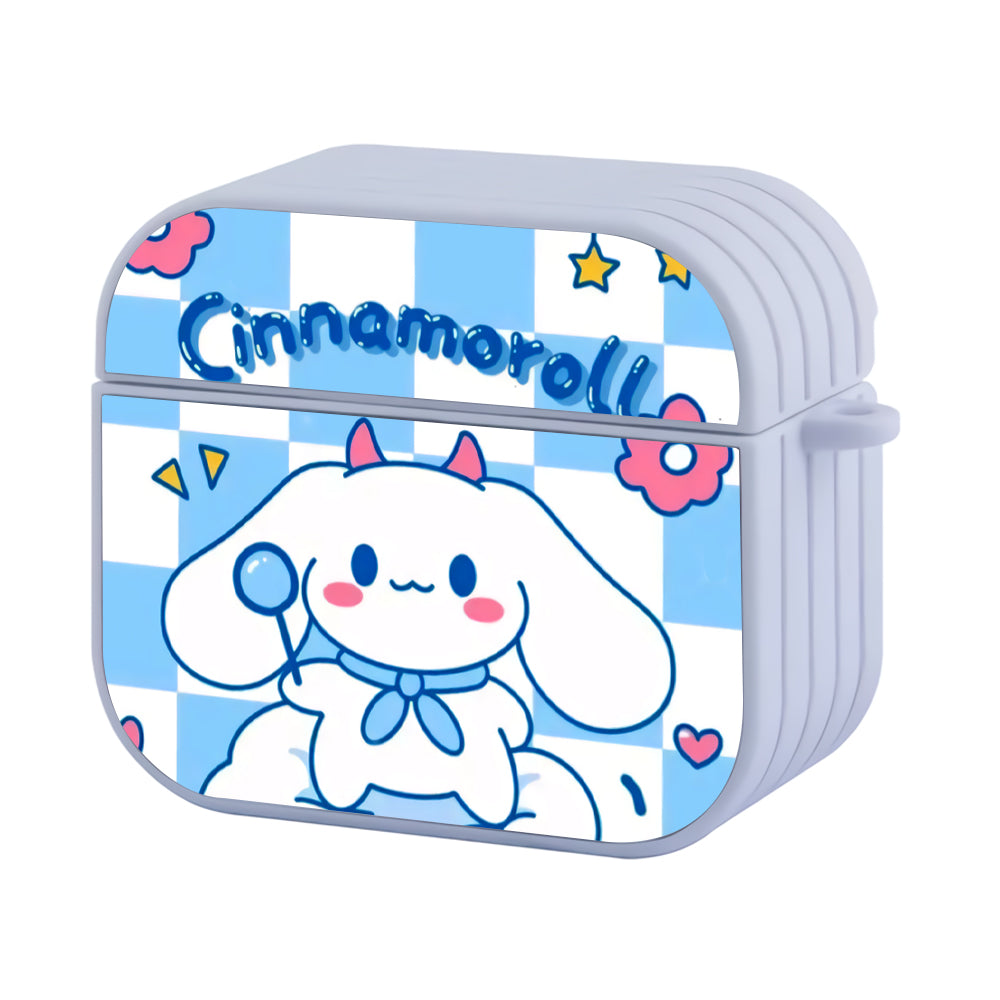 Cinnamoroll Blue Square Hard Plastic Case Cover For Apple Airpods 3