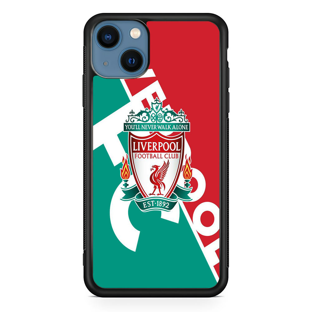 FC Liverpool Red Stripe Green Emblem iPhone 14 Plus Case