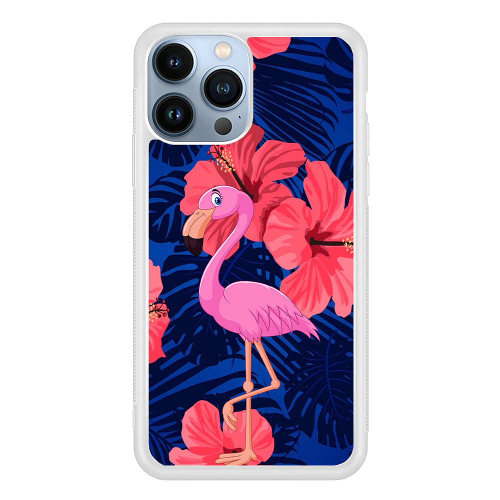Flamingo Hibiscus Flowers iPhone 14 Pro Max Case