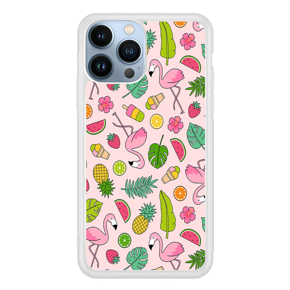 Flamingo Summer Fruit iPhone 14 Pro Max Case