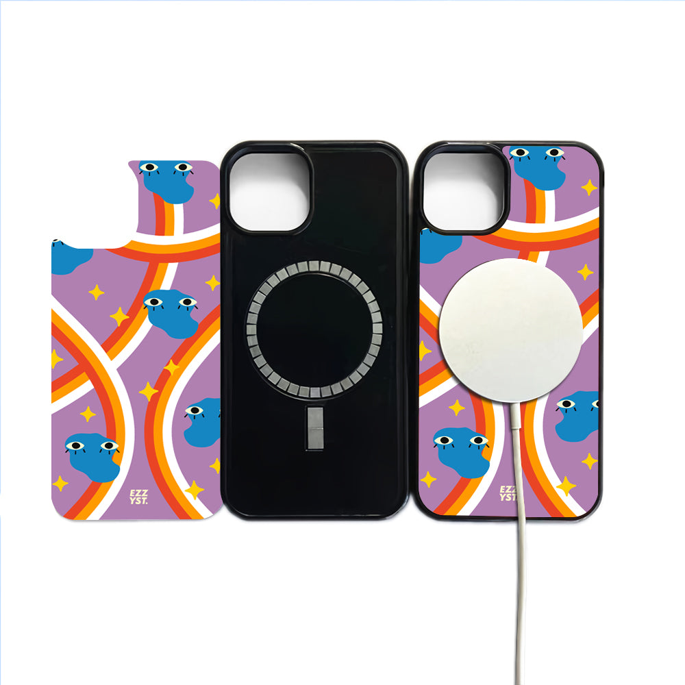 Flowing Rainbow Innocent Blue Face Magsafe iPhone Case