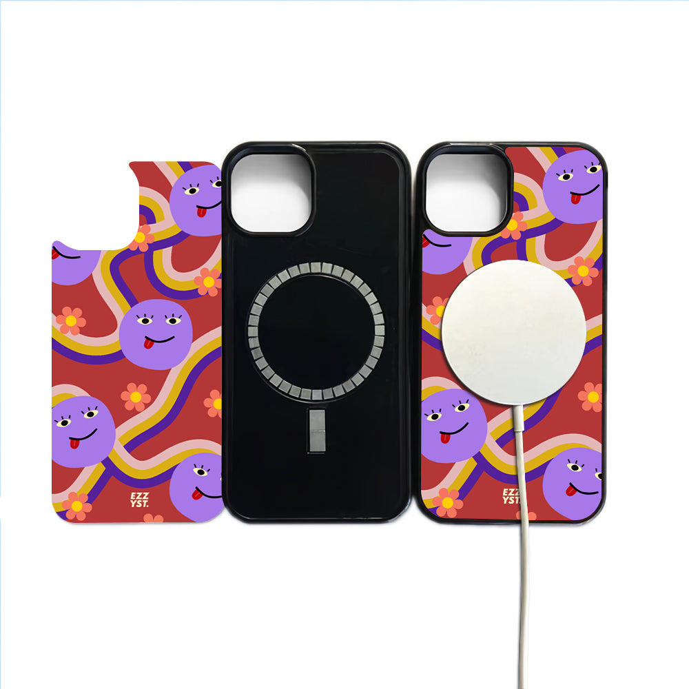 Flowing Rainbow The Moon and Blooming Flowers Magsafe iPhone Case