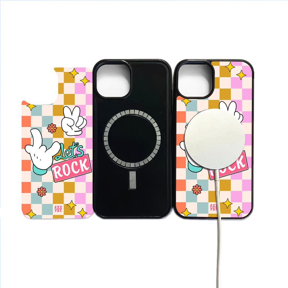 Genre of Rock Sticker Hands on and Lets Rock Magsafe iPhone Case