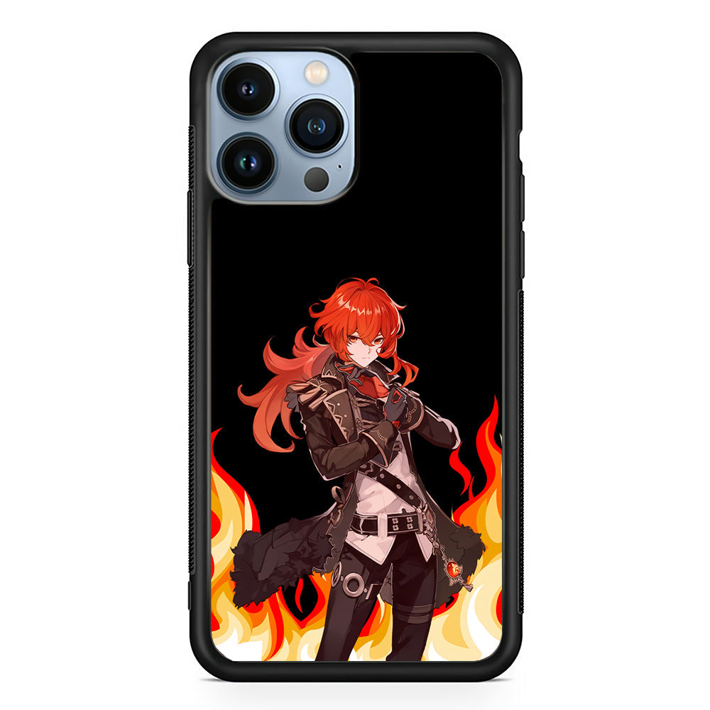 Genshin Impact Diluc Pyro Element iPhone 14 Pro Max Case