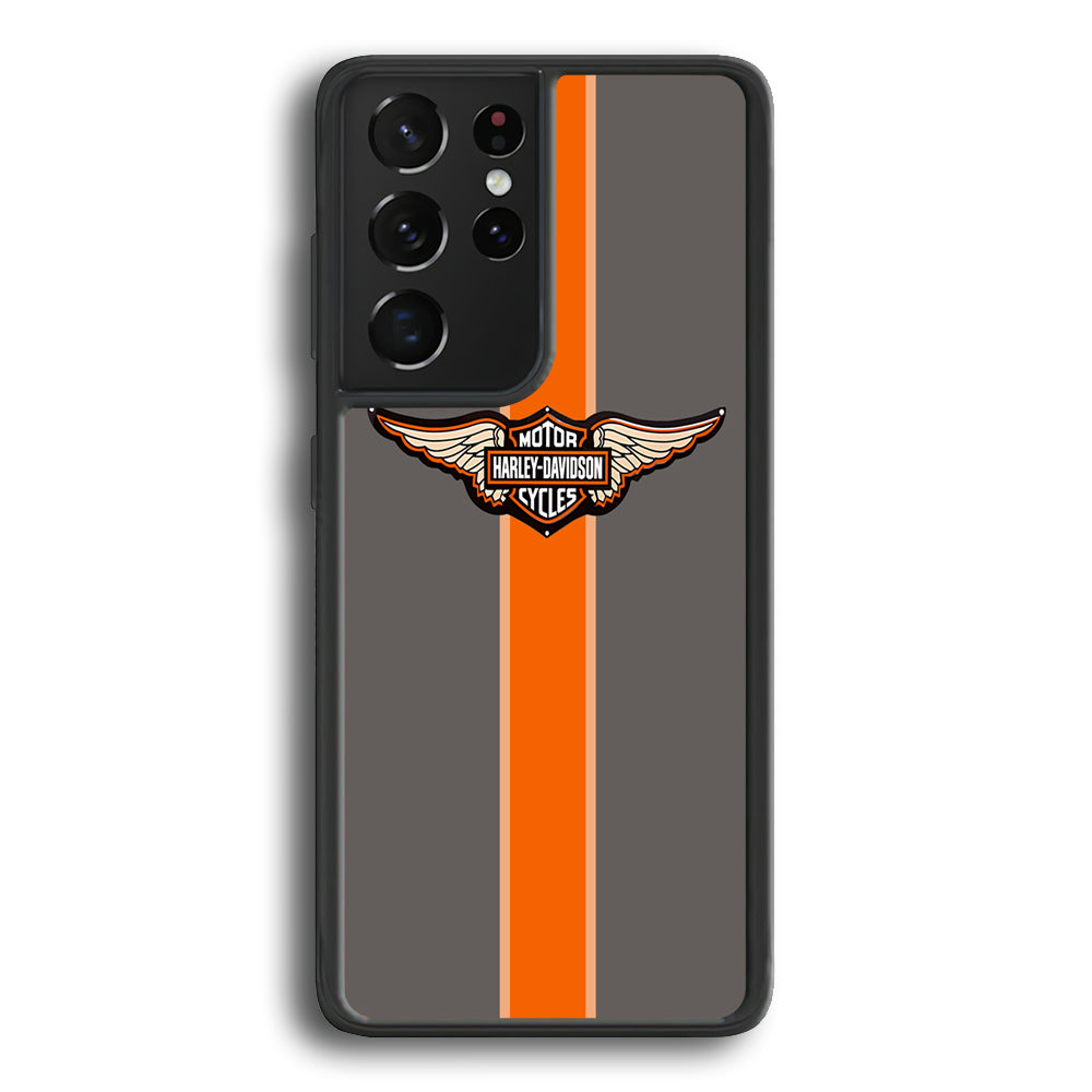Harley Davidson Wings Logo Orange Grey Stripe Colour Samsung Galaxy S22 Ultra Case - Ezzystore