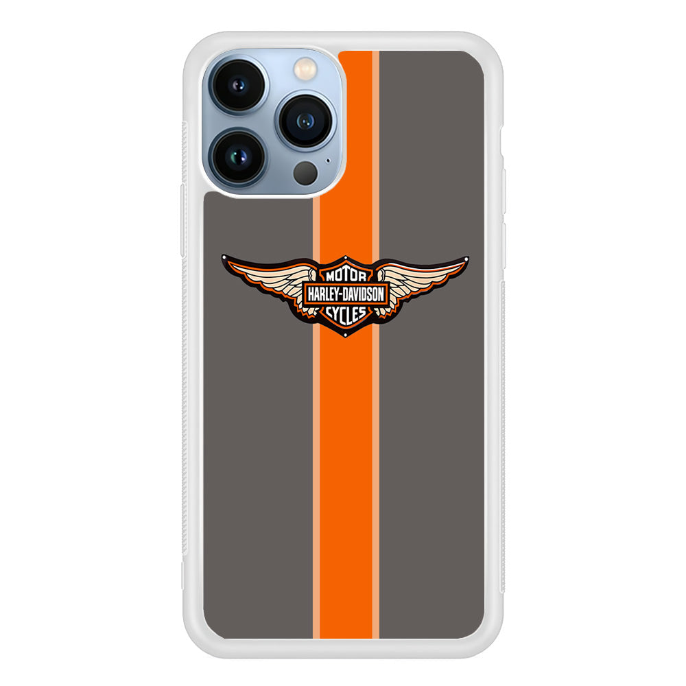 Harley Davidson Wings Logo Orange Grey Stripe Colour iPhone 15 Pro Case