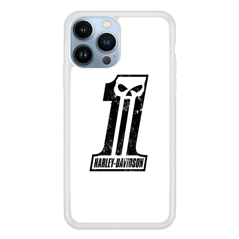 Harley Davidson White Number Skull iPhone 14 Pro Case