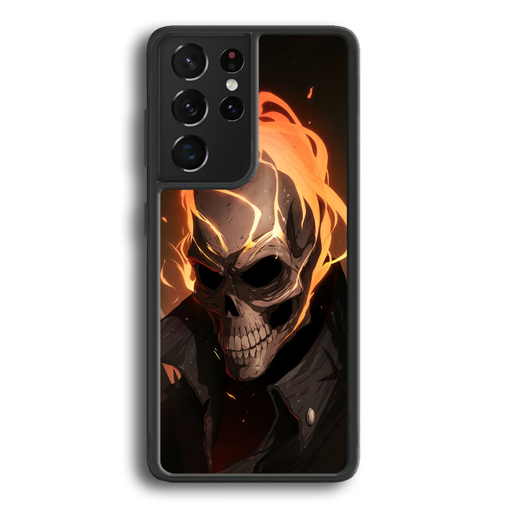 Head Skull Flames Samsung Galaxy S23 Ultra Case - Ezzystore