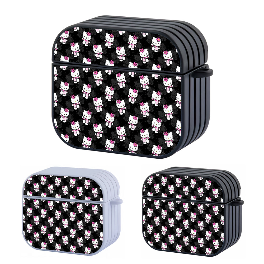 Hello Kitty Pattern Black Hard Plastic Case Cover For Apple Airpods 3