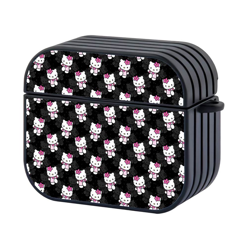 Hello Kitty Pattern Black Hard Plastic Case Cover For Apple Airpods 3