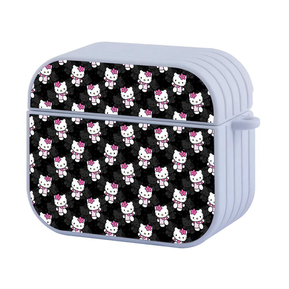 Hello Kitty Pattern Black Hard Plastic Case Cover For Apple Airpods 3