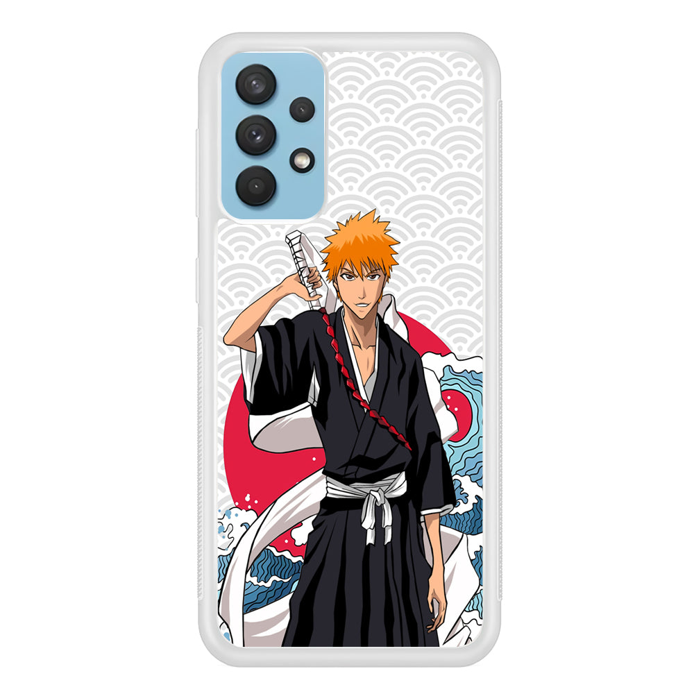Ichigo Kurosaki Wave And Pattern Samsung Galaxy A32 Case