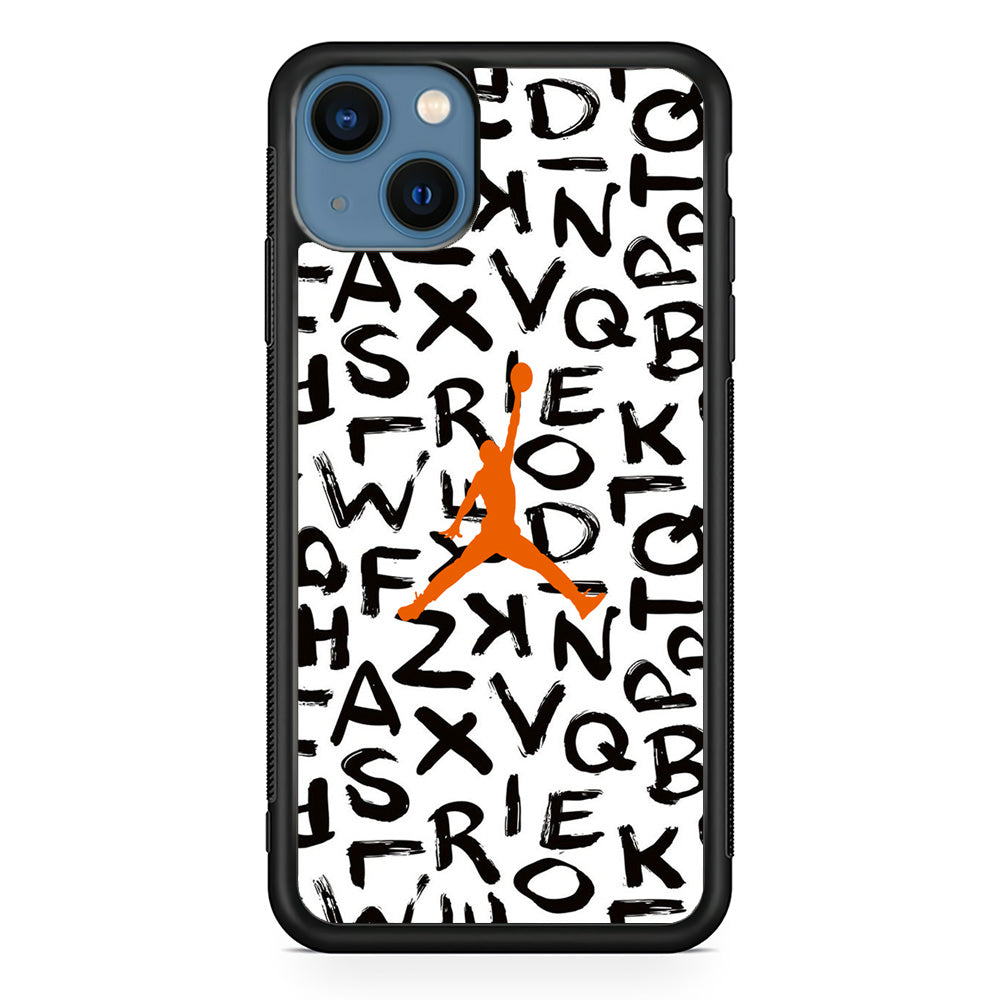 Jordan White Aphabet Orange Logo iPhone 15 Case