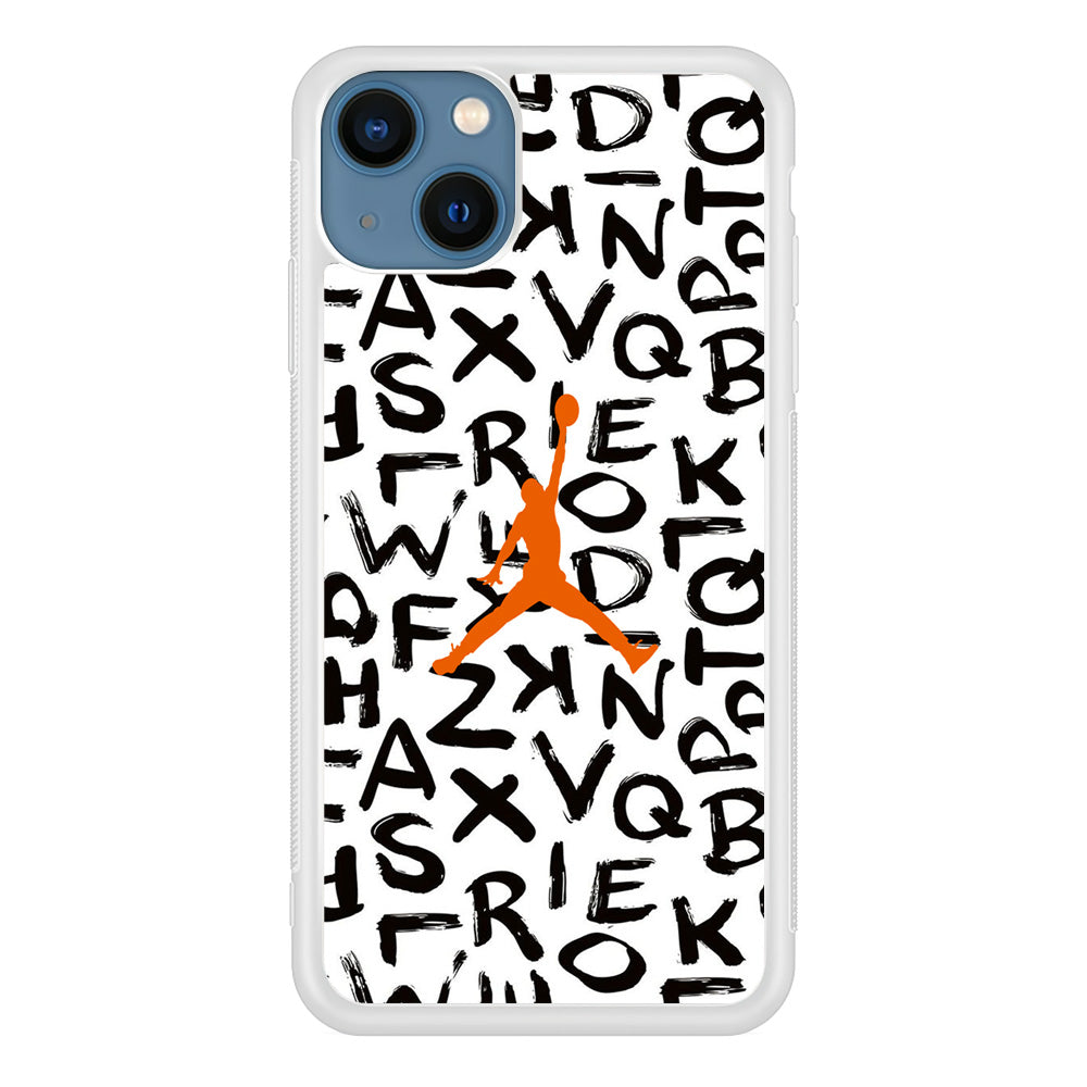 Jordan White Aphabet Orange Logo iPhone 14 Plus Case