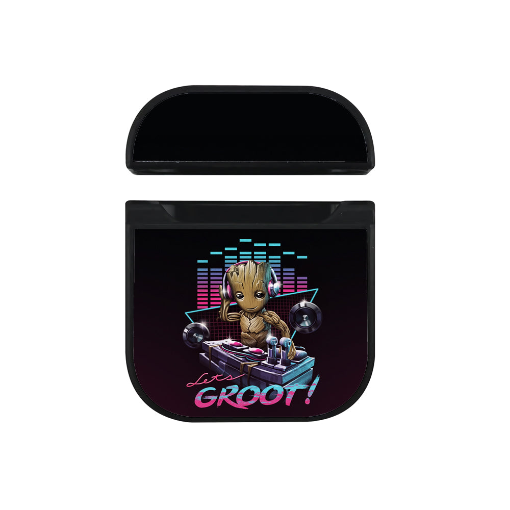 Lets Groot Playing DJ Hard Plastic Case Cover For Apple Airpods