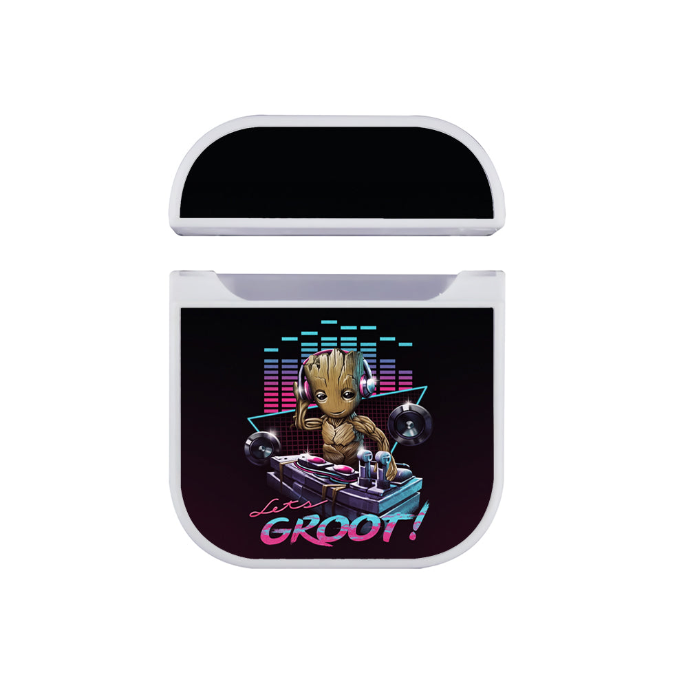 Lets Groot Playing DJ Hard Plastic Case Cover For Apple Airpods