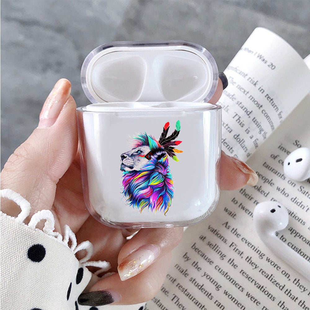 Lion Head Art Painting Protective Clear Case Cover For Apple Airpods