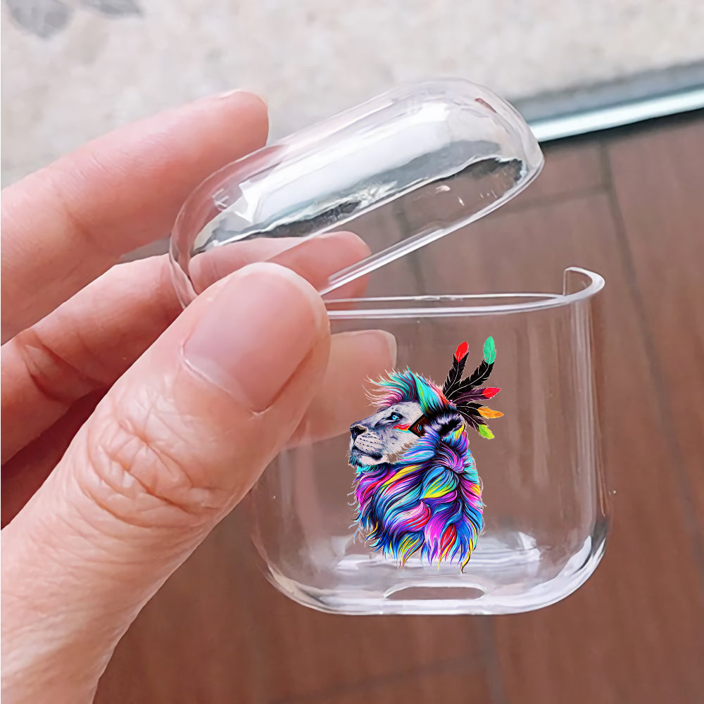 Lion Head Art Painting Protective Clear Case Cover For Apple Airpods