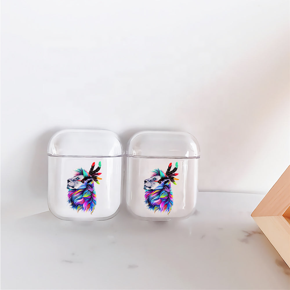 Lion Head Art Painting Protective Clear Case Cover For Apple Airpods