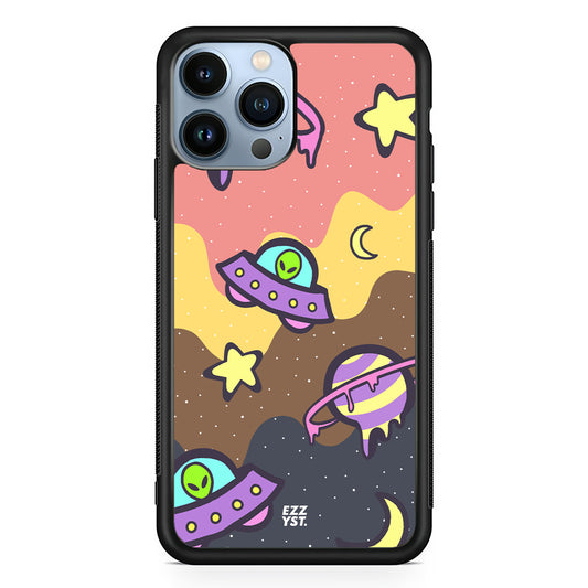 Melting Space Aliens in a Spaceship Magsafe iPhone Case