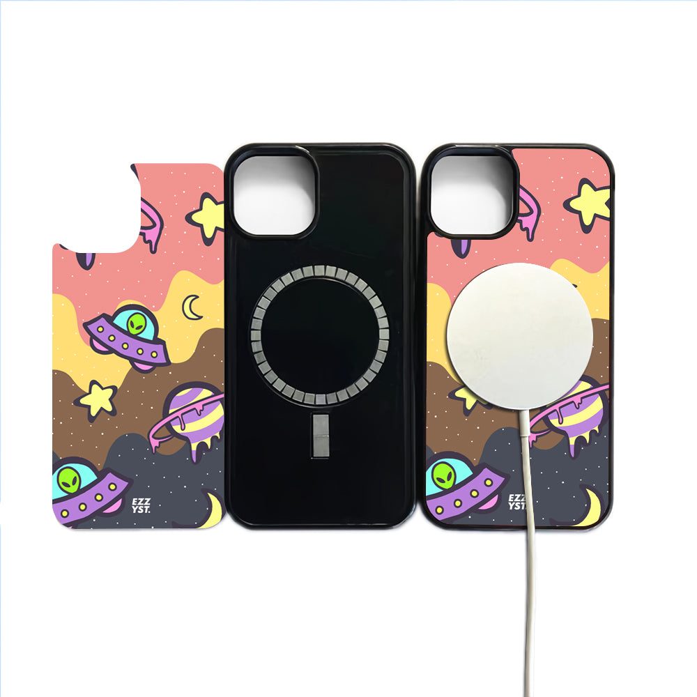 Melting Space Aliens in a Spaceship Magsafe iPhone Case