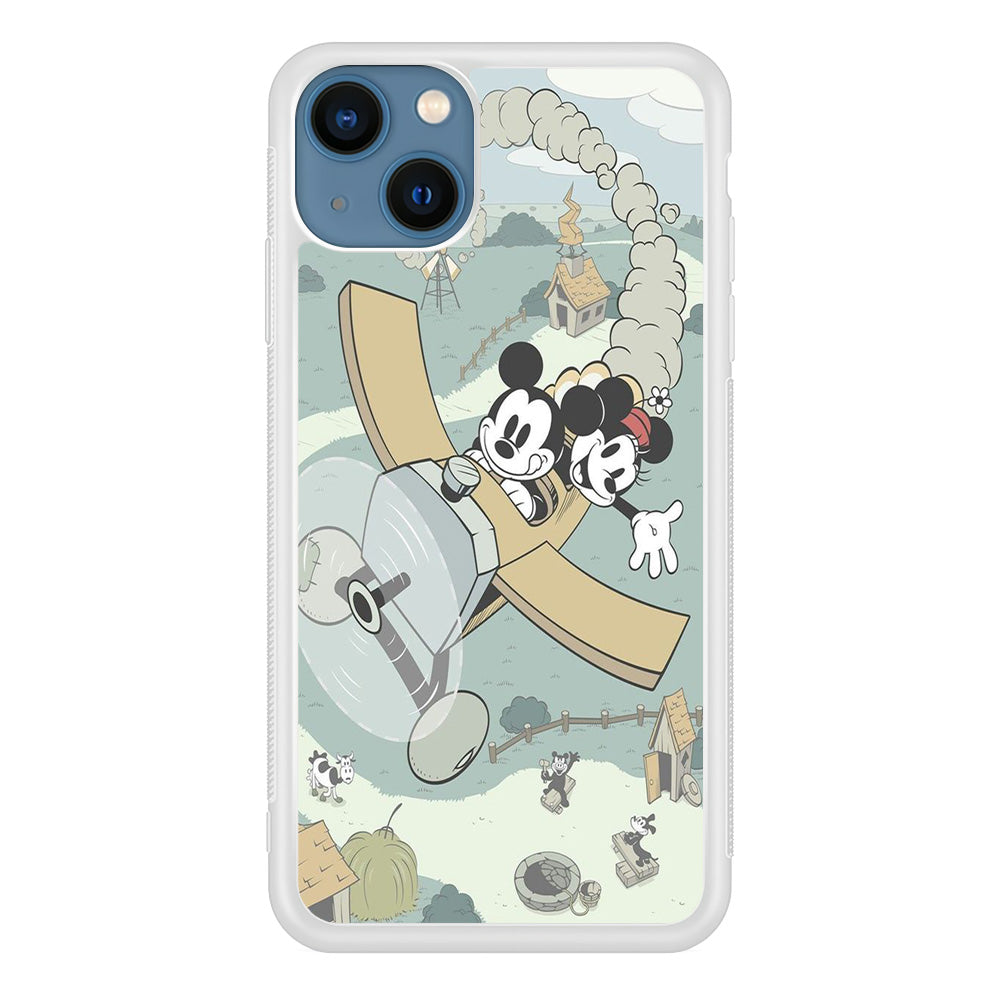Mickey Mouse And Minnie fly With Air Craft iPhone 14 Plus Case