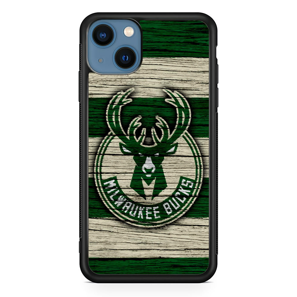 Milwaukee Bucks Logo Pattern Of Wood iPhone 15 Case