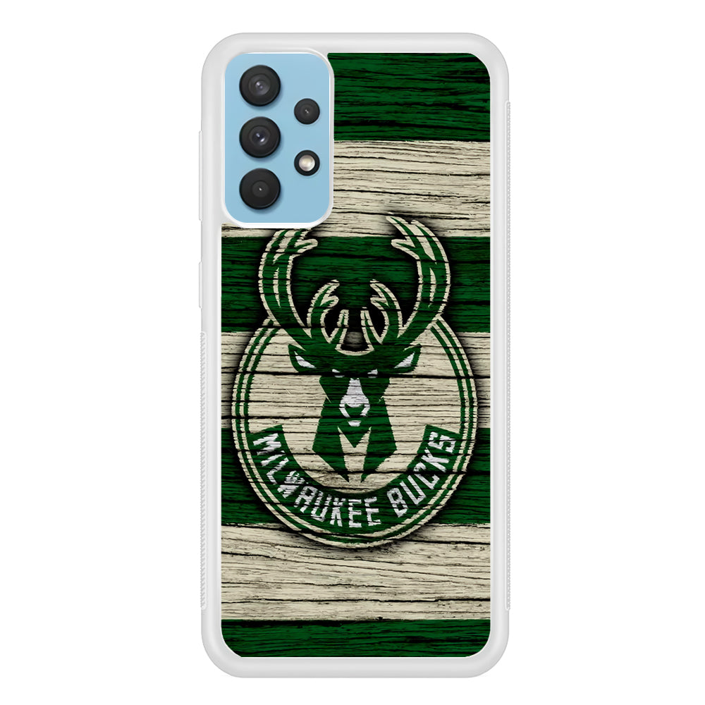 Milwaukee Bucks Logo Pattern Of Wood Samsung Galaxy A32 Case