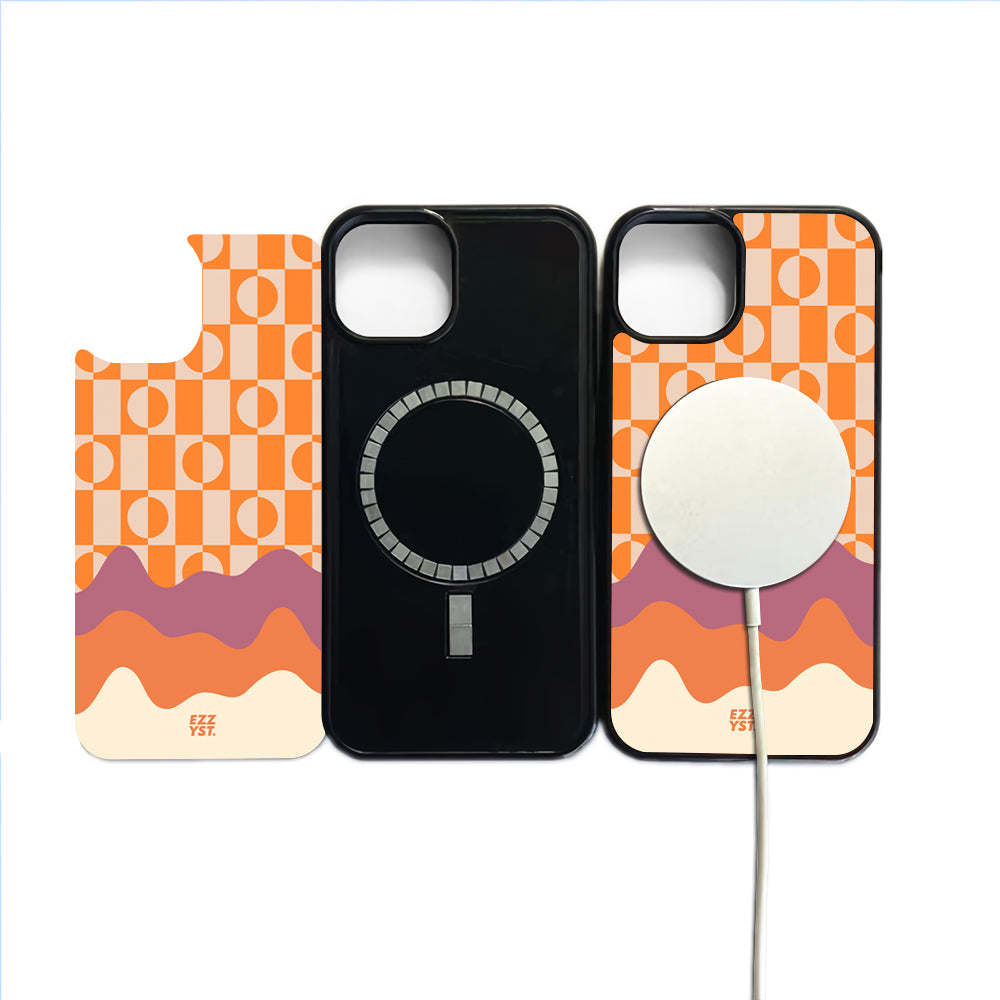 Mixing Shapes Orange Texture Magsafe iPhone Case