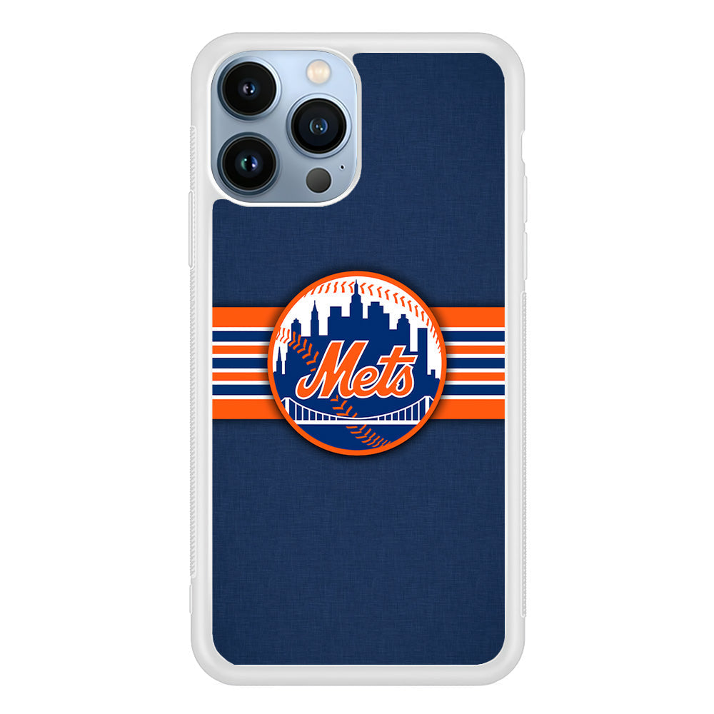 New Mets Stripe And Logo iPhone 14 Pro Case