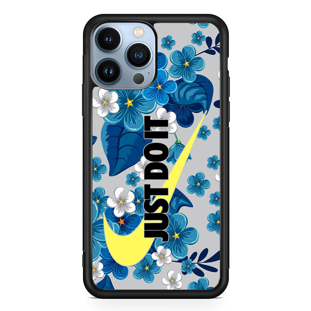 Nike Blue Flowers Just Do It iPhone 15 Pro Max Case