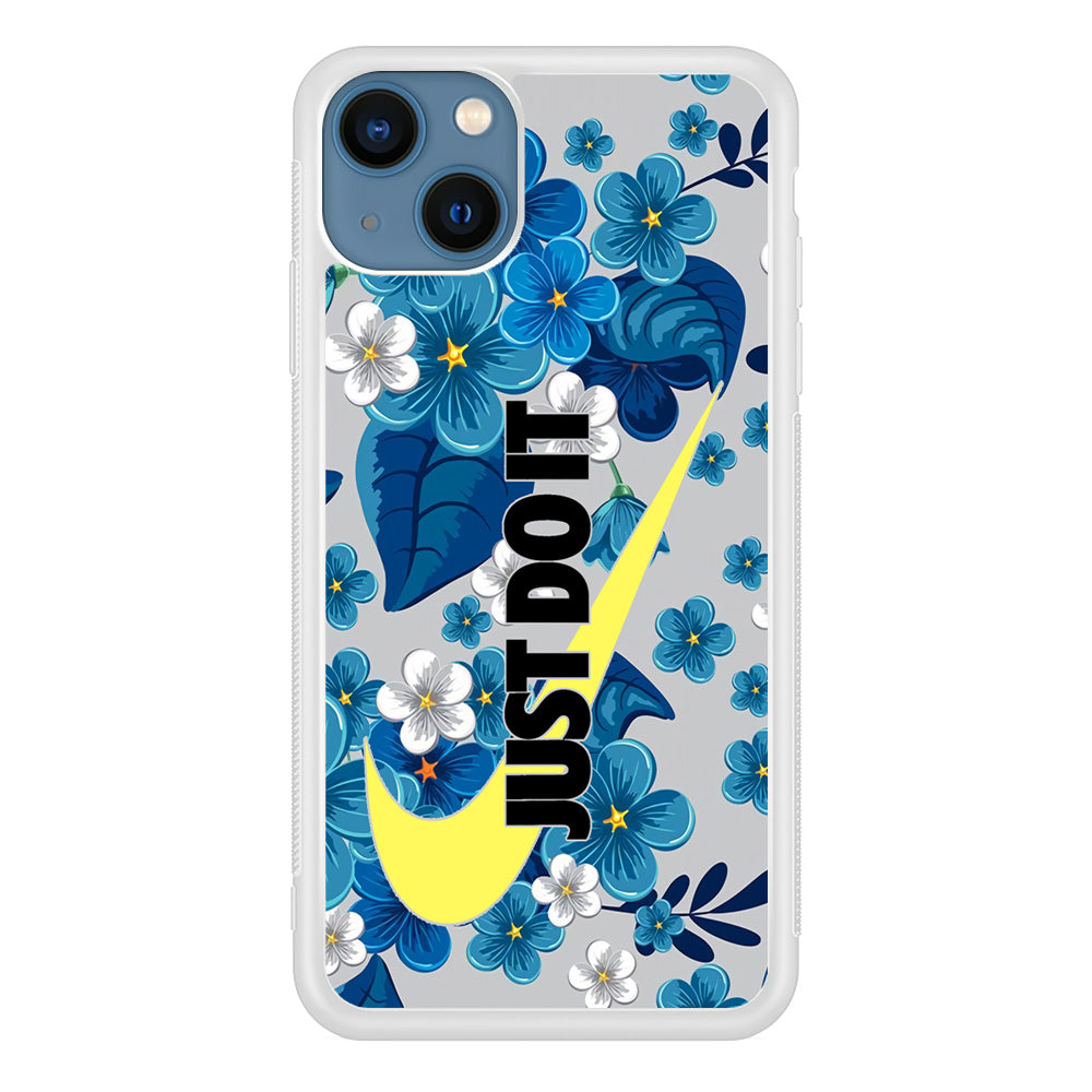 Nike Blue Flowers Just Do It iPhone 15 Case