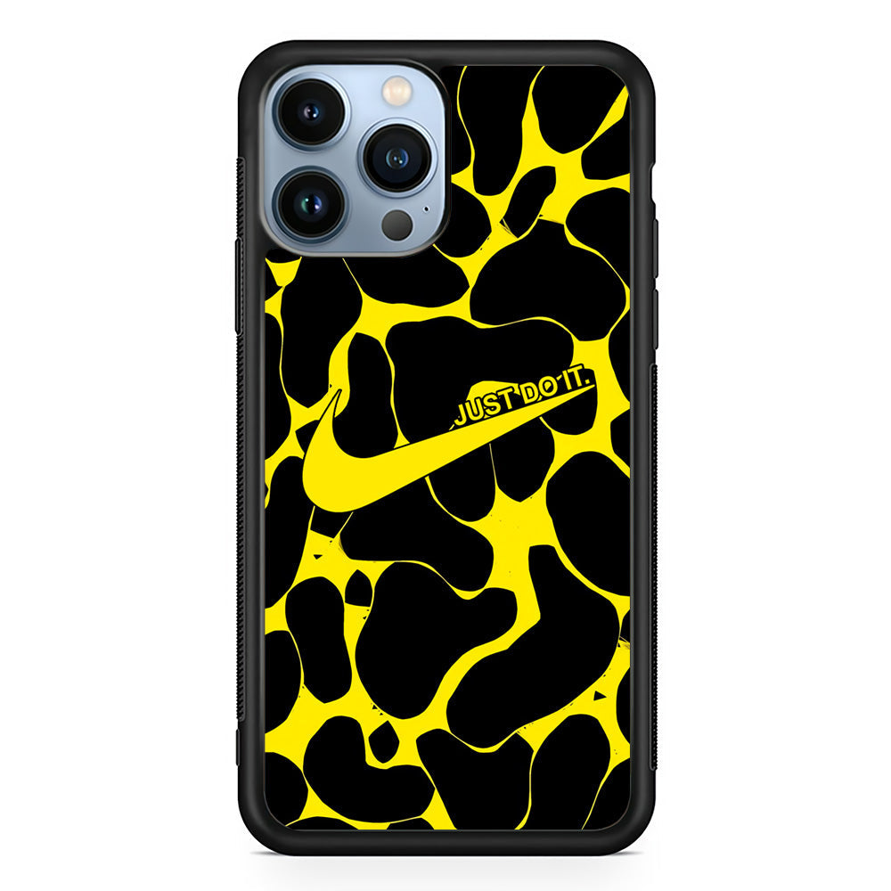 Nike Yellow Pattern Just Do It iPhone 15 Pro Max Case