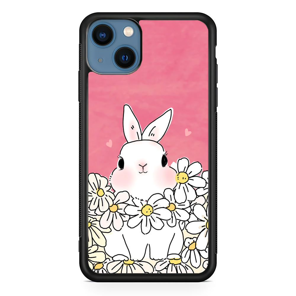Rabbit Cute Flowers iPhone 14 Case