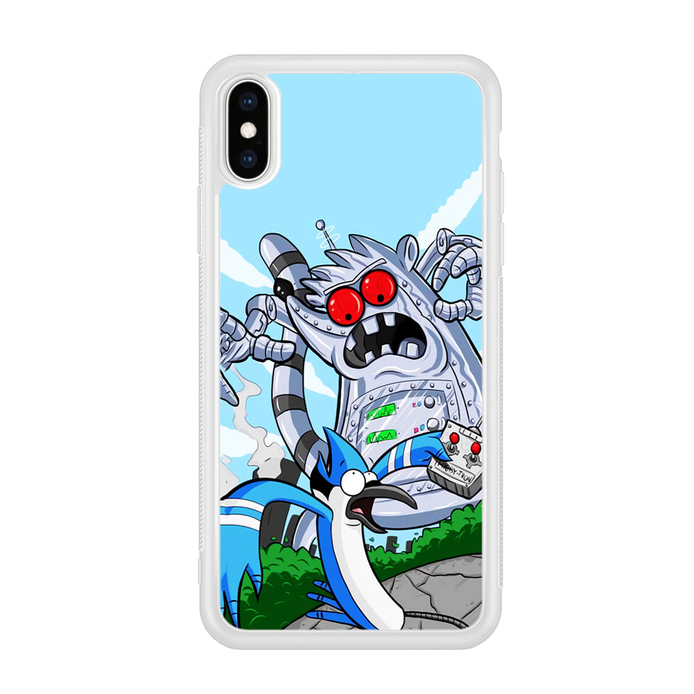 Regular Show Mordecai Battle Rigby Robot iPhone Xs Max Case