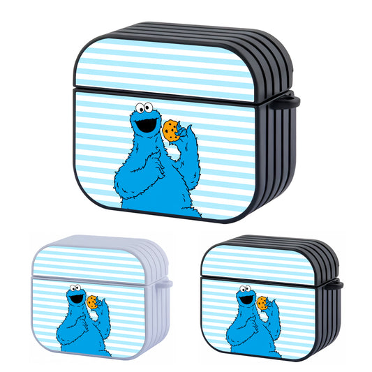 Sesame Street Cookie Monster Stripe Hard Plastic Case Cover For Apple Airpods 3