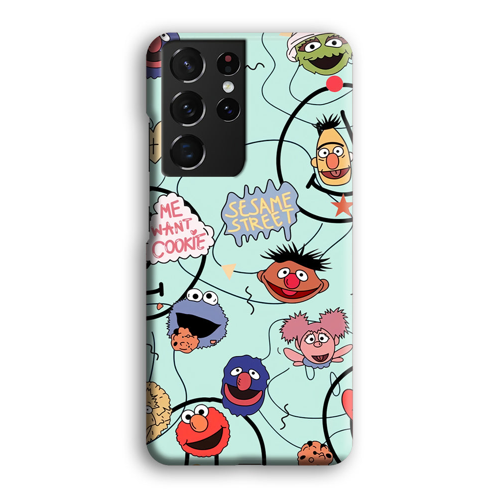 Sesame Street Word And Emoticon Samsung Galaxy S21 Ultra Case