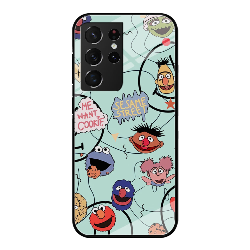 Sesame Street Word And Emoticon Samsung Galaxy S21 Ultra Case