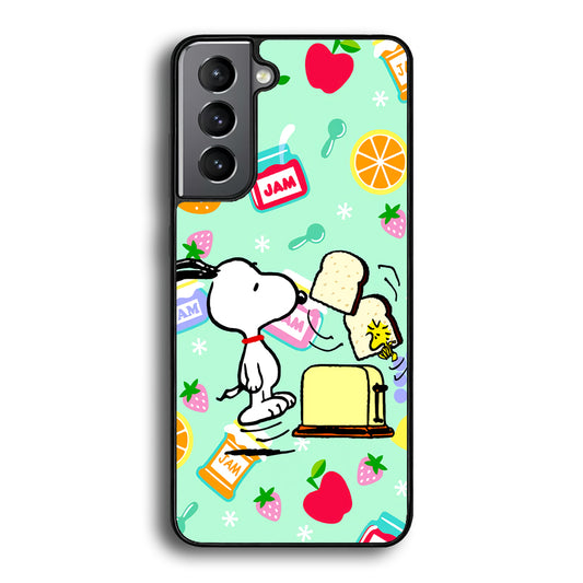 Snoopy And Woodstock Morning Breakfast Samsung Galaxy S21 Plus Case